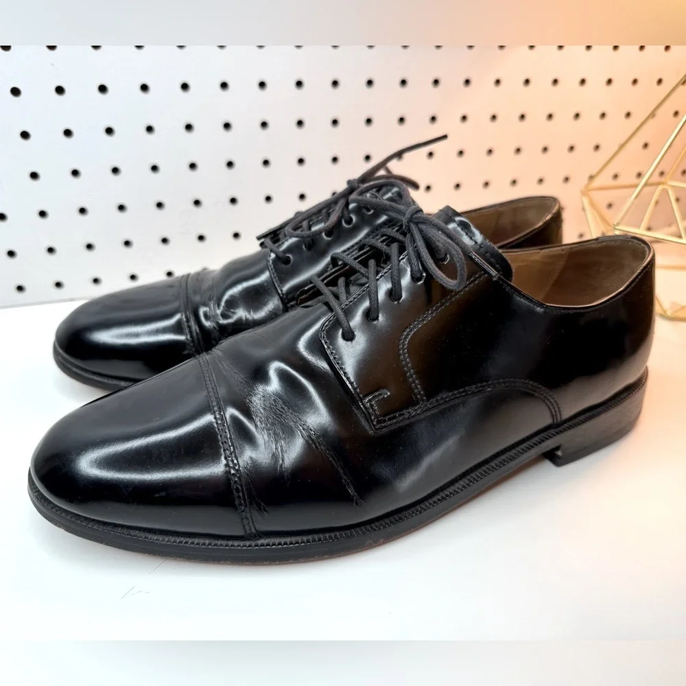 Cole Haan Polished Patent Leather Oxford Men's 10 M Black - C07606 Evening EUC